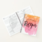 Pink & Peach Waterverf Brush Script Recept Notitieboek (Binnen)