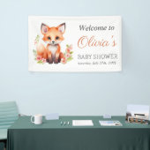 Pink Peach Woodland Fox Baby Shower Banner (Beurs)