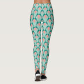 Pink Peach Yukka en Green Art Deco Pattern Leggings (Achterkant)