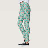 Pink Peach Yukka en Green Art Deco Pattern Leggings (Links)