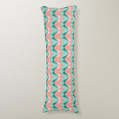 Pink Peach Yukka en Green ZigZag Pattern Lichaamskussen (Voorkant Verticaal)