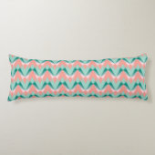Pink Peach Yukka en Green ZigZag Pattern Lichaamskussen (Voorkant)