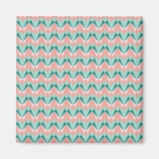Pink Peach Yukka en Green ZigZag Pattern Magneet (Voorkant)