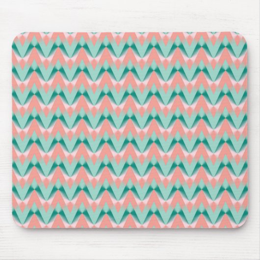 Pink Peach Yukka en Green ZigZag Pattern Muismat (Voorkant)