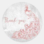 Pink Peacock dank u Ronde Sticker (Voorkant)