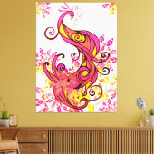 Pink Peacock en Mandalas Canvas Afdruk (Insitu (Woonkamer))