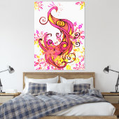 Pink Peacock en Mandalas Canvas Afdruk (Insitu (Slaapkamer))