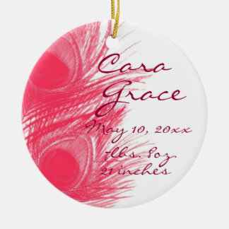 Pink Peacock Feather Baby Ornament