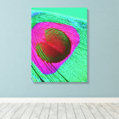 Pink Peacock Feather Canvas Afdruk (Insitu (Houten vloer))