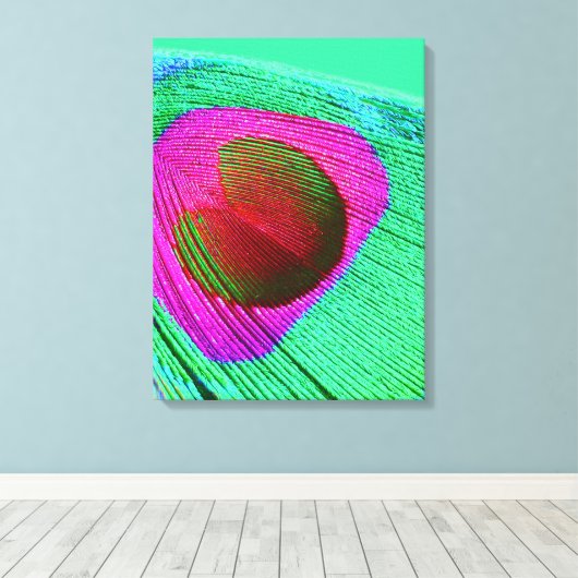 Pink Peacock Feather Canvas Afdruk (Insitu (Houten vloer))