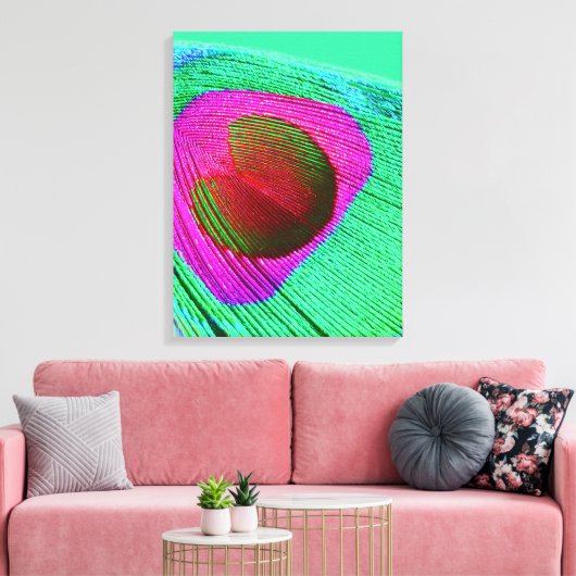 Pink Peacock Feather Canvas Afdruk (Insitu (Woonkamer))