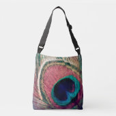 Pink Peacock Feather Chic Crossbody Tas (Voorkant)
