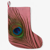 Pink Peacock Feather Kleine Kerstsok (Voorkant)