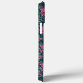 Pink Peacock Feathers en Monogram op Deep Green Case-Mate iPhone Case (Achterkant / Rechts)