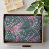 Pink Peacock Feathers op Green Decoupage Tissuepapier (Geschenk)