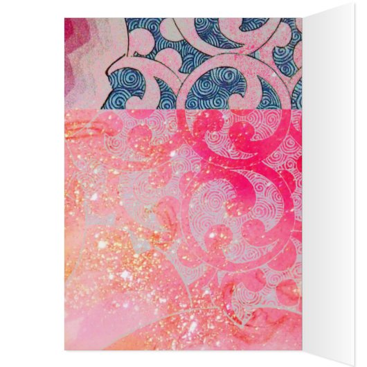 PINK PEACOCK MET BLAUWE VLOEISTOFFEN EN GEOMETRISC (Binnen (Links))