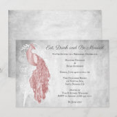 Pink Peacock Rehearsal Dinner Invitation Kaart (Voorkant / Achterkant)