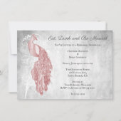 Pink Peacock Rehearsal Dinner Invitation Kaart (Voorkant)