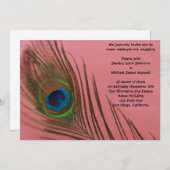 Pink Peacock Wedding Kaart (Voorkant / Achterkant)