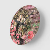 Pink Peacocks Franse acrylwandklok Ronde Klok (Hoek)