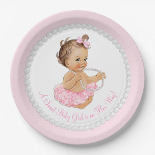Pink Pearl Ballerina Tutu Baby shower Papieren Bordje