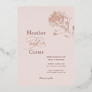 Pink Pearl Botanical Folie Invitation Folie Uitnodiging