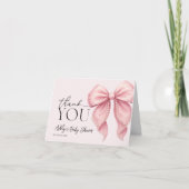 Pink Pearl Bow Baby Shower Thank You Card Bedankkaart (Voorkant)
