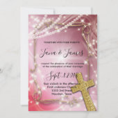  Pink Pearl Cross bruiloft Kaart (Voorkant)