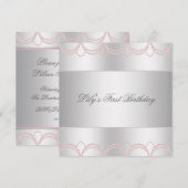 Pink Pearl Girls eerste verjaardag Kaart (Voorkant / Achterkant)