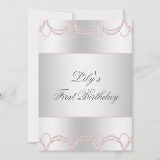 Pink Pearl Girls eerste verjaardag Kaart (Voorkant)