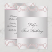 Pink Pearl Girls eerste verjaardag Kaart (Voorkant / Achterkant)