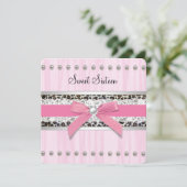 Pink Pearl Leopard Sweet 16 Party Kaart (Staand voorkant)