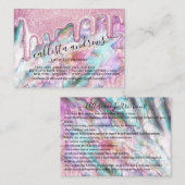 Pink Pearl Opal Glitter Drips Lashes Aftercare Visitekaartje (Voorkant / Achterkant)
