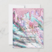 Pink Pearl Opal Glitter Druppels Sieraden Care Kaa Notitiekaartje (Achterkant)