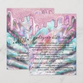 Pink Pearl Opal Glitter Druppels Sieraden Care Kaa Notitiekaartje (Voorkant / Achterkant)