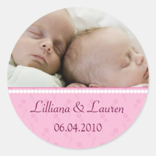 Pink Pearl Twins Aankondiging Sticker