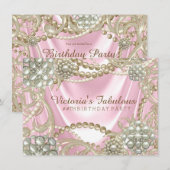 Pink Pearl verjaardagsfeestje Kaart (Voorkant / Achterkant)