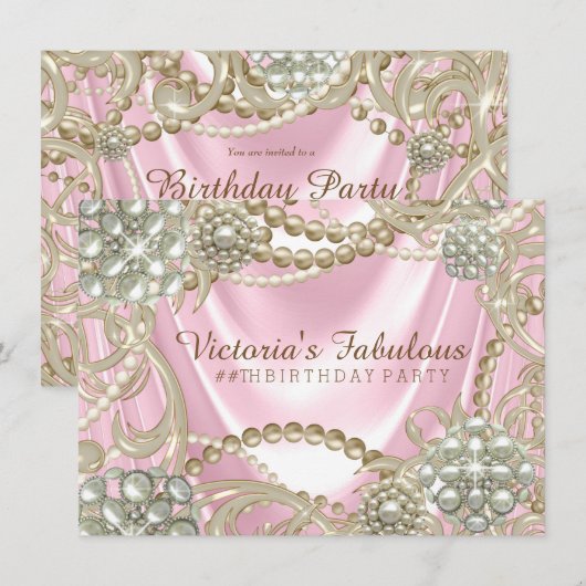 Pink Pearl verjaardagsfeestje Kaart (Voorkant / Achterkant)