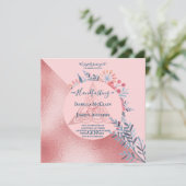 Pink Pearl Waterverf Floral Pagan Handfasting Aankondiging (Staand voorkant)