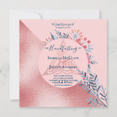 Pink Pearl Waterverf Floral Pagan Handfasting Aankondiging (Voorkant)