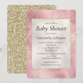 Pink Pearl White Gold Glitter Glitz Baby shower Kaart (Voorkant / Achterkant)