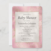 Pink Pearl White Gold Glitter Glitz Baby shower Kaart (Voorkant)