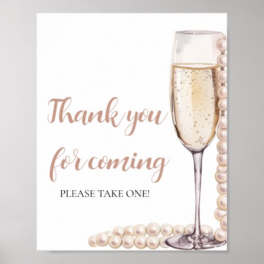 Pink Pearls en Prosecco Bedankt voor uw komst Poster (Voorkant)