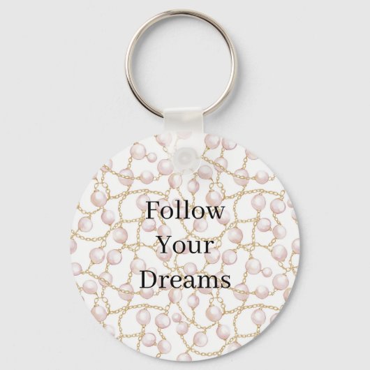 Pink Pearls Gold Chain Birthday Sleutelhanger (Voorkant)