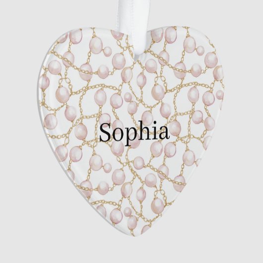 Pink Pearls Gold Chain Christmas Ornament (voorkant)