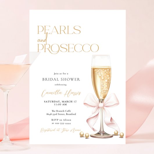 Pink Pearls & Prosecco Brunch Vrijgezellenfeest Kaart
