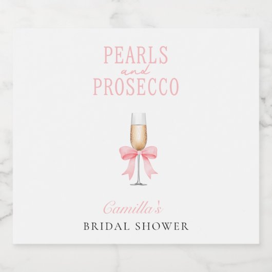 Pink Pearls & Prosecco Vrijgezellenfeest Sparkling Wijnetiket (Enkel label)
