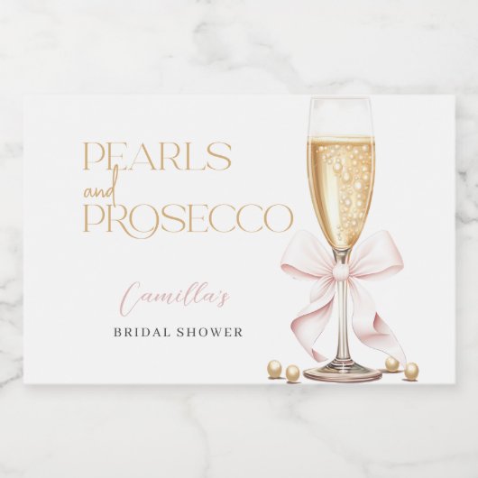 Pink Pearls & Prosecco Vrijgezellenfeest Sparkling Wijnetiket (Enkel label)