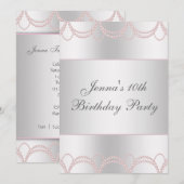 Pink Pearls verjaardagsfeestje Kaart (Voorkant / Achterkant)