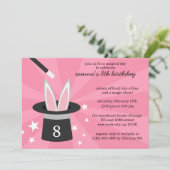 Pink Peek-a-Boo Rabbit Custom Magic Birthday Party Kaart (Staand voorkant)